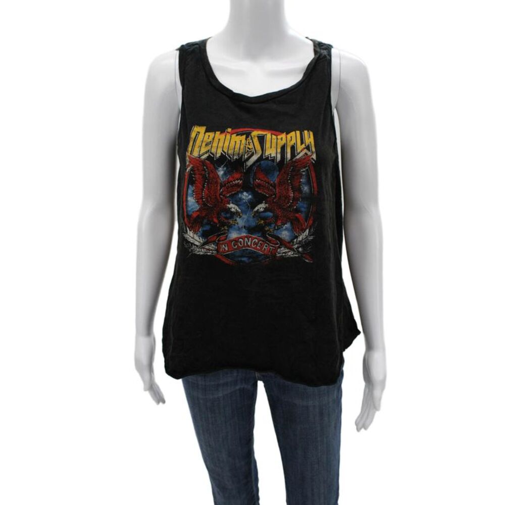 Denim & Supply By Ralph Lauren Women Black Bird Print Tank Size S